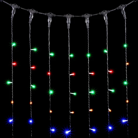 Гирлянда Занавес 2 x 3 м Разноцветный 220В, 600 LED, Провод Черный ПВХ, IP54