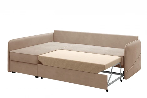 Диван тканевый угловой бежевый, угол левый D1 Слим AAA41521004 Velutto 18