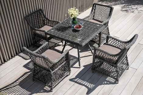 Обеденная группа плетеная на 4 персоны, цвет графит 4SIS Айриш AC4T-5-SET graphite
