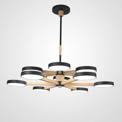 Потолочная люстра Wi-Fi на штанге Turna Dbl L12 Black By ImperiumLoft Turna-Dbl01 (LED, 220V, голосовое управление, умный дом - Алиса)