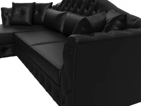 Диван угловой Артис левый угол (Черный/Экокожа) Лига Диванов арт.121634L