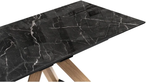 Стеклянный стол Woodville Гарднер 140х80х76 черный / дуб монтана 532402