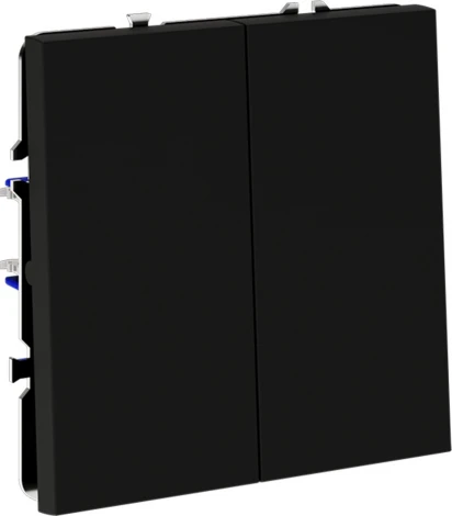 Проходной переключатель двухклавишный (черный матовый) Voltum S70 VLS020308