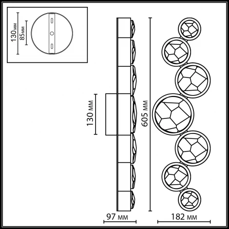Настенный светильник черный/хрусталь/металл Odeon Light Spilla 7174/15WLA IP20 LED 15W 3000K 220-240V