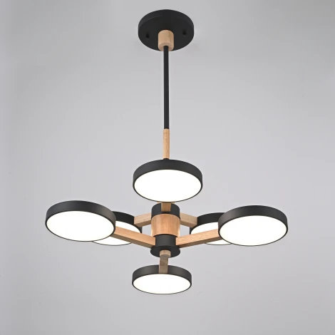 Потолочная люстра Wi-Fi на штанге Turna Dbl L6 Black By ImperiumLoft Turna-Dbl01 (LED, 220V, голосовое управление, умный дом - Алиса)