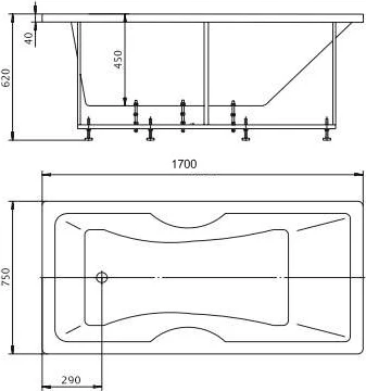 Акриловая ванна Акватек Феникс 170 слив слева, с фронтальным экраном