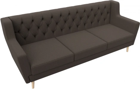 Диван кухонный прямой Брайтон 3 Люкс (Коричневый/Рогожка) Лига Диванов арт.122453