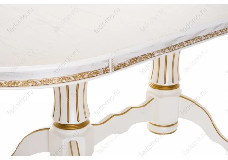 Деревянный стол Woodville Герцог молочный с золотой патиной 406086