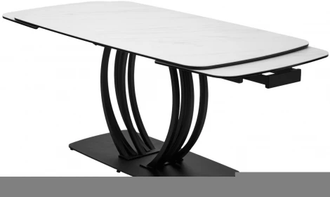 Стол MATERA 160 MARBLES KL-99 Белый мрамор матовый, итальянская керамика/ черный каркас М-City