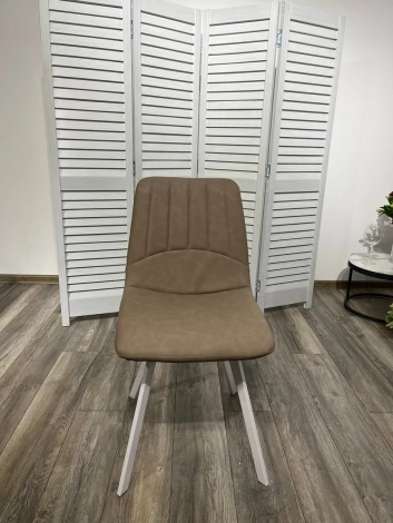 Обеденный стул M-City ASHTON RU-09 серо-бежевый винтаж/ белый каркас