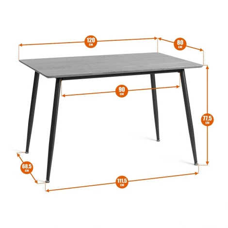 Стол обеденный Birkhall/Биркхолл МДФ/металл, дуб состаренный/черный, 120х80х75(+1)см Tetchair 25685