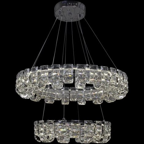 Подвесная люстра светодиодная с регулировкой цветовой температуры Reluce 33051-0.4-400+600 CR (220V, хрусталь, на тросе)