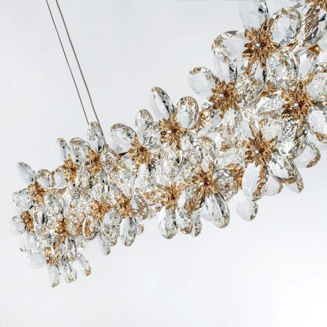 Подвесная люстра светодиодная хрустальная с пультом Modelux ML.9520.1200 GD