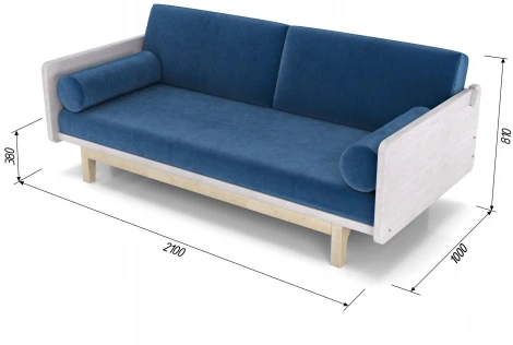 Диван Arsko Двалин беленый дуб синий велюр