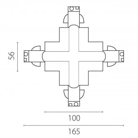 Коннектор Х-образный встраиваемый с подводом питания к треку 5030xx-R Lightstar Quattro 503146-R