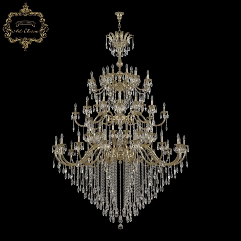 Подвесная большая люстра Art Classic 31.21 31.2118.32+16+16.755.3d.B.G.Y3 (220V, на цепи, подсвечник, свеча)