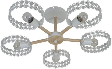 Потолочная люстра на штанге Escada Banjo 679/5P White 5х60Вт Е27, металл/хрусталь, белый/дерево