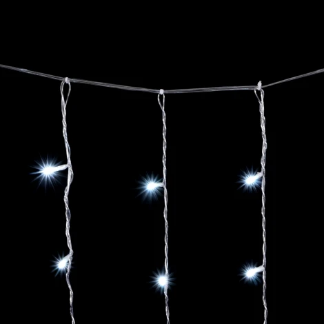 Гирлянда Занавес Облегченный 2 x 2 м Белый с Мерцанием Белого Диода, 400 LED, Провод Прозрачный ПВХ, IP54