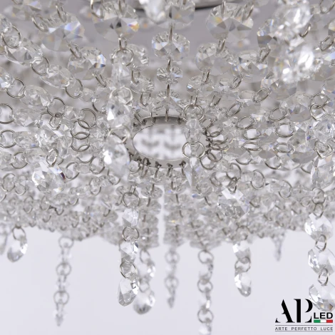 Подвесная люстра светодиодная с пультом APL LED Sicilia SH501.0.50.B.LED-DIM.Ni (220V, хрусталь, на тросе, круглые)