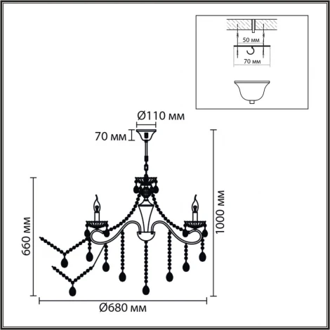 Подвесная люстра с хрустальными подвесками в форме подсвечника Lumion Luina 8346/7 бронза/прозрачный, металл/хрусталь E14 7*40W 220V