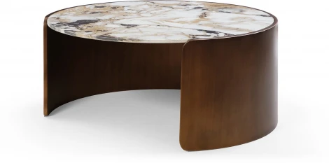 Стол журнальный ESF CT3095CL (D90) белая керамика /бронзовый/Керамика,Металл