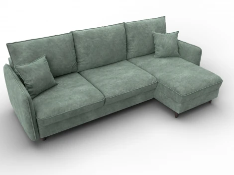 Диван угловой Лига-064 НПБ угол универсальный (ДСП/Дерево/Велюр/Зеленый) Лига Диванов 129642