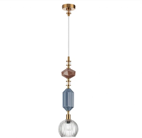 Подвесной светильник Odeon Light Terra 5414/1D античная бронза/синий/коричнев/стекло/керамика E14 1*40W (220V, на проводе, круглые)