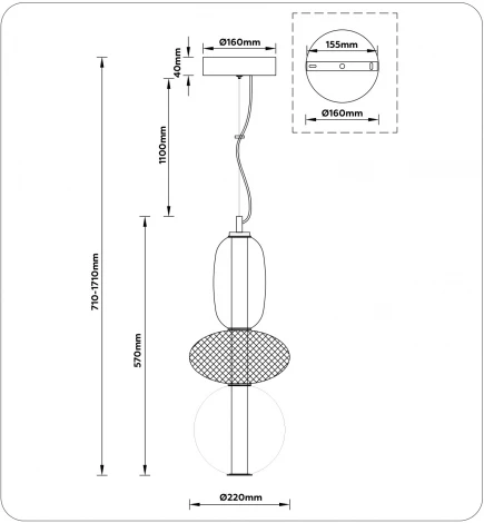 Подвесной светодиодный светильник Ambrella High Light LH11008 (220V, на тросе)