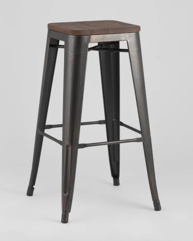 Стул барный Stool Group TOLIX WOOD черный патина золото УТ000000552