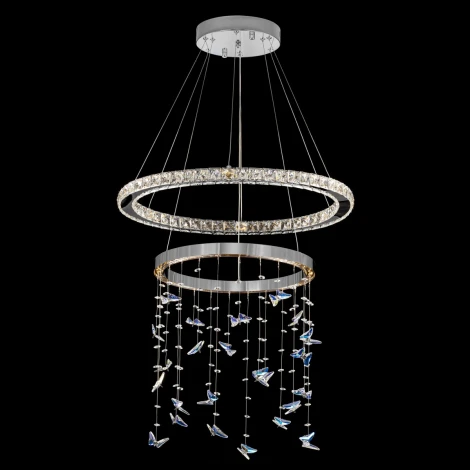 Подвесная люстра Citilux Etera CL322060 (регулировка яркости, LED, подвески, пульт управления, на тросе, кольцо, бабочки)
