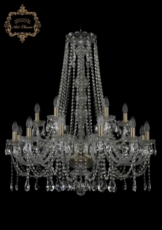 Подвесная большая люстра Art Classic 11.12 11.12.12+6.300.h-94.Br.Sp (220V, хрусталь, на цепи, подсвечник, свеча)