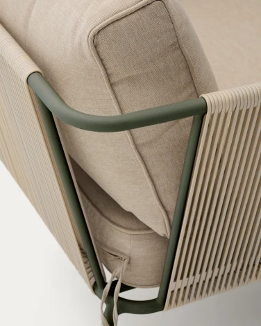 Уличное кресло Zivia из веревки цвета экрю и стали зеленого цвета арт.254522