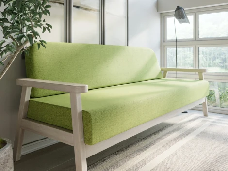 Диван Arsko прямой Флори Б беленый дуб рогожка зеленая