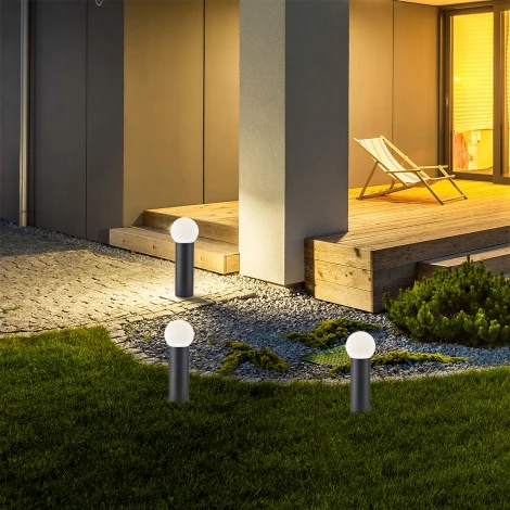 Уличный наземный светильник Escada 30001 30001G/01 E27*20W IP44 Dark grey (220V, шар)