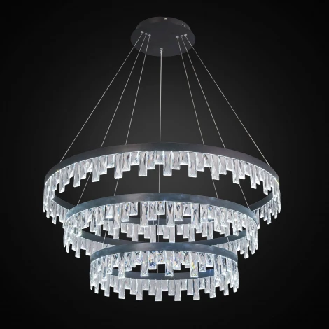 Подвесная люстра ярусная Eletto Celeste Nero EL320P120.1 (LED, 220V, хрусталь, на тросе, круглые, кольцо)