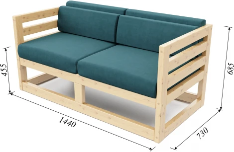 Диван Arsko Магнус М сосна велюр голубой