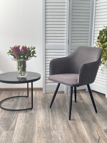 Стул M-City FORT 360 град. поворот. B28 Темно-серый, велюр / черный каркас,