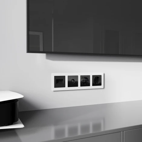 Накладка для двойной розетки Еthernet RJ-45 (черный акрил) Werkel W1191148 (a064021)