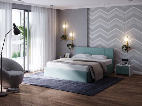 PROxSON Кровать Helix Plus (Ткань: Велюр Monopoly Мятный лёд (670)) 160x200