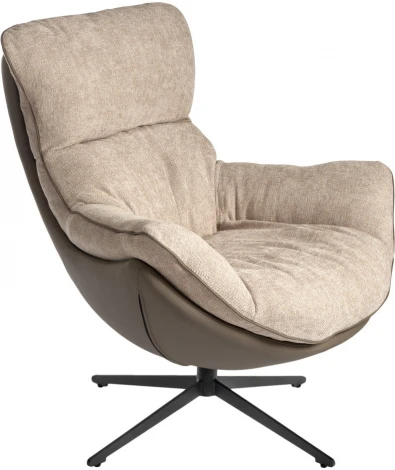 Комплект кресло Bradexhome HUG латте, экокожа, шенилл с оттоманкой латте, экокожа