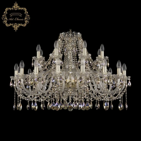 Подвесная большая люстра Art Classic 11.12 11.12.16+8.360.Gd.Sp.R801 (220V, хрусталь, на цепи, подсвечник, свеча)