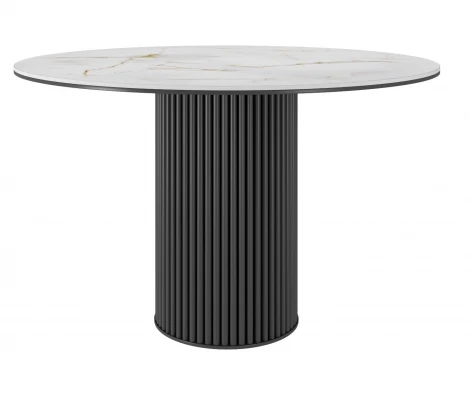 Стол DikLine AKR120 Керамика глянец Ostra Bianco/подстолье черное/опоры черные (2 уп.) арт.00-00075272