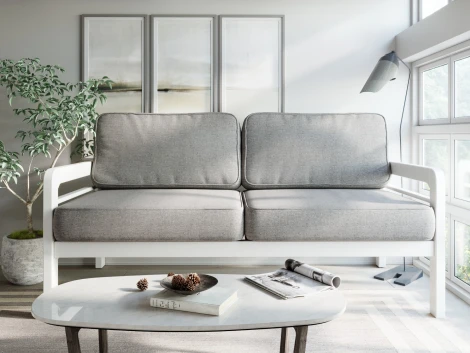 Диван Arsko прямой Бергер Б белая эмаль рогожка серая