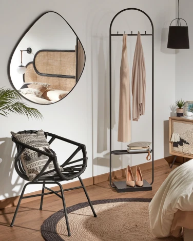 Настенное зеркало La Forma (ex Julia Grup) Anera (Черный/ Металл,Сталь,Стекло,МДФ)