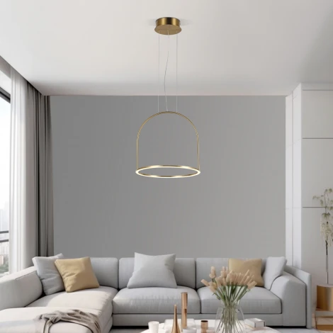 Подвесной светильник светодиодный с пультом Eurosvet Over 90322/1 латунь (регулировка яркости, 220V, на тросе)