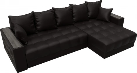 Диван угловой с декором и полкой Лига-050 НПБ Лига Диванов (Экокожа) арт.128603