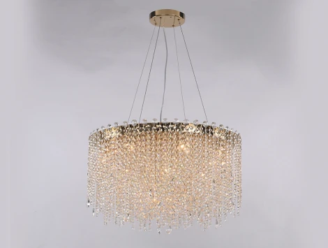 Подвесная люстра Newport 10900 10918/C gold new (220V, хрусталь, на тросе, круглые)