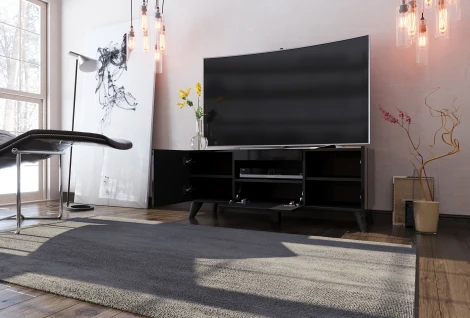 Тумба ТВ Бруклин, 1200 черный глянец, Любимый дом