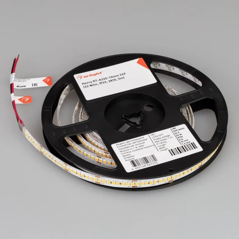 Светодиодная лента RT-A240-10mm 24V Warm2400 (22 W/m, IP20, 2835, 5m) (Arlight, высок.эфф.150 лм/Вт) 055992