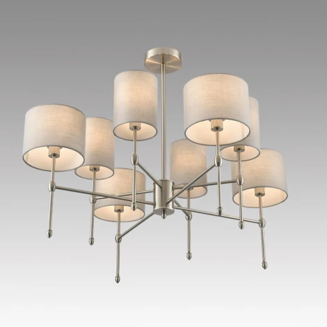 Потолочная люстра на штанге Lumion Latti 8262/8C металл/текстиль, никель/серый E14 8*40W 220V